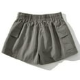 thumbnail image 1 of ClodeEU Women's Linen Blend Shorts with Button,Solid Color Elastic Waist Casual Summer Bottoms Gray,Womens Plus S, 1 of 6