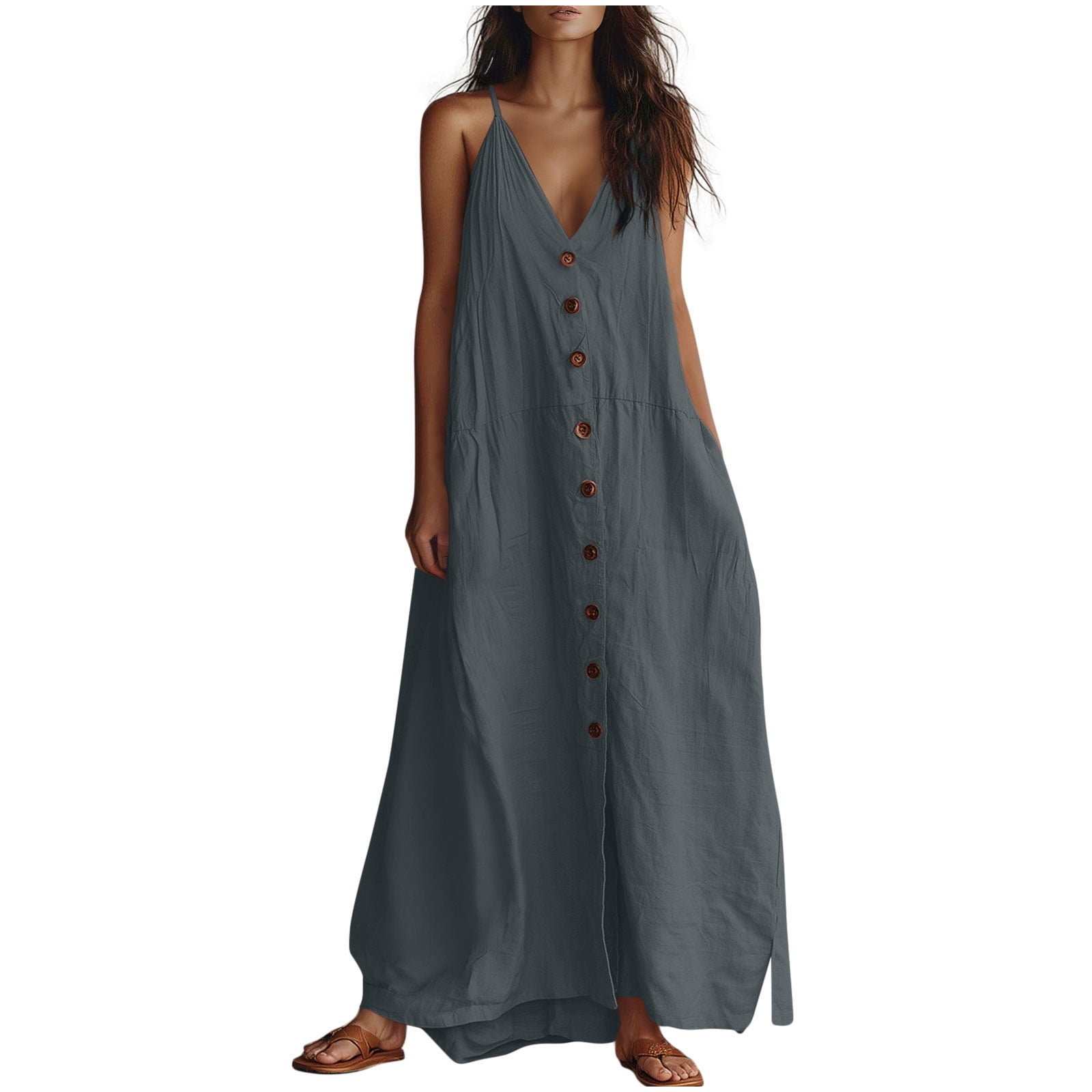 grey maxi spaghetti dress . /xl main image 0