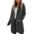 thumbnail image 1 of ClodeEU Women's Long Cardigan Sweaters ,Long Sleeve Button Coat with Pockets, Lapel Fall Sweater Blazer Coats Dark Gray,Womens Plus L, 1 of 7