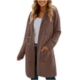 thumbnail image 1 of ClodeEU Women's Long Cardigan Sweaters With Pockets,Long Sleeve Double Breasted Knit Coat,Fall Lapel Sweater Blazer Coats Brown,Womens Plus XXL, 1 of 6