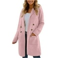 thumbnail image 1 of ClodeEU Women's Long Cardigan Sweaters With Pockets,Long Sleeve Double Breasted Knit Coat,Fall Lapel Sweater Blazer Coats Pink,Womens Plus L, 1 of 6