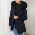thumbnail image 1 of ClodeEU Women's Long Hooded Plush Parka Jacket with Fleece Lining, Warmth Outdoor Raincoat Windbreaker Navy,Womens Plus L, 1 of 8