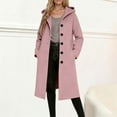 thumbnail image 1 of ClodeEU Women's Long Hooded Wool Coat With Buttons and Pockets,Fall winter Fashions Slim Overcoat Pink,Womens Plus L, 1 of 5