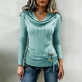 thumbnail image 1 of ClodeEU Women's Long Sleeve Cowl Neck Ribbed Knit Fall Sweater ,Slim Fit Ruched Going Out Tops Fashions T-Shirts B-Green,Womens Plus M, 1 of 8