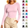 thumbnail image 1 of ClodeEU Women's Long Sleeve Crew Neck Fitted Top, Basic Solid Color Slim Fit Casual Daily Wear Shirt ,Women's XS-XXL, 1 of 6