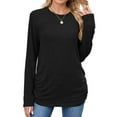 thumbnail image 1 of ClodeEU Women's Long Sleeve Crew Neck Shirts,Fall Slim Fit Tunic Casual Basic Tee Black,Womens Plus XL, 1 of 8