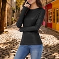 thumbnail image 1 of ClodeEU Women's Long Sleeve Crew Neck Slim Fitted Workout Gym T Shirts, Compression Undershirt Basic Tops Black,Womens Plus L, 1 of 8