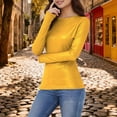 thumbnail image 1 of ClodeEU Women's Long Sleeve Crew Neck Slim Fitted Workout Gym T Shirts, Compression Undershirt Basic Tops Yellow,Womens Plus XL, 1 of 8