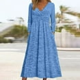 thumbnail image 1 of ClodeEU Women's Long Sleeve Dress , Casual V Neck Long Dress with Pockets Blue,Womens Plus M, 1 of 6