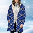 thumbnail image 1 of ClodeEU Women's Long Sleeve Hooded Plaid Print Jacket,Zip Fleece Lined Top Coat,Casual Jacket with Pockets Blue,Womens Plus XL, 1 of 5