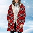 thumbnail image 1 of ClodeEU Women's Long Sleeve Hooded Plaid Print Jacket,Zip Fleece Lined Top Coat,Casual Jacket with Pockets Red,Womens Plus S, 1 of 5