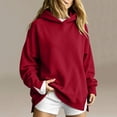 thumbnail image 1 of Binmer Women's Long Sleeve Hooded Sweatshirt with Side Split Hem,Casual Loose Pullover ,S, 1 of 6
