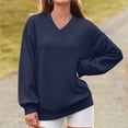thumbnail image 1 of ClodeEU Women's Long Sleeve Sweatshirts,V Neck Pullover,Pullover Fall Fashion Tops Dark Blue,Womens Plus XL, 1 of 5