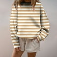 thumbnail image 1 of ClodeEU Women's Long Sleeve T Shirts,Basic Crewneck Striped Tunic Blouses Tops Beige,Womens Plus XXL, 1 of 5