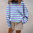 thumbnail image 1 of ClodeEU Women's Long Sleeve T Shirts,Basic Crewneck Striped Tunic Blouses Tops Sky Blue,Womens Plus XXL, 1 of 5