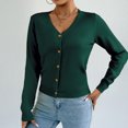 thumbnail image 1 of ClodeEU Women's Long Sleeve V-Neck Knit Cardigan Sweaters,Button Down Knitwear Outwear Tops ,Fall Tops Clothes Trendy Green,Womens Plus M, 1 of 8