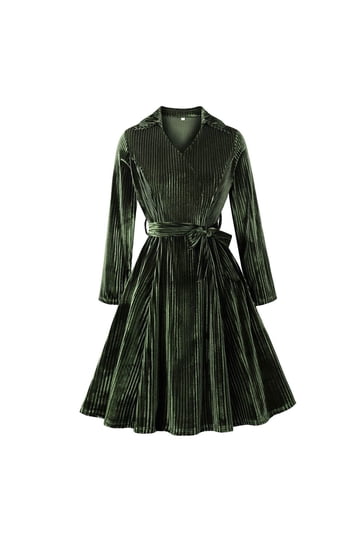 lk bennett green velvet dress L.K.Bennett Mallory Lace Bow Tea Dress, Fern Green