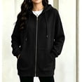 thumbnail image 1 of ClodeEU Women's Long Sleeve Zip Up Drawstring Hoodie Jacket,Casual Loose Sweatshirt Coat with Pocket ,Women's Plus XXL, 1 of 9