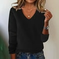 thumbnail image 1 of ClodeEU Women's Long Sleeve knit Sweaters ,V Neck Sweatshirts,Casual Trendly Pullover Black,Womens Plus XXXL, 1 of 6
