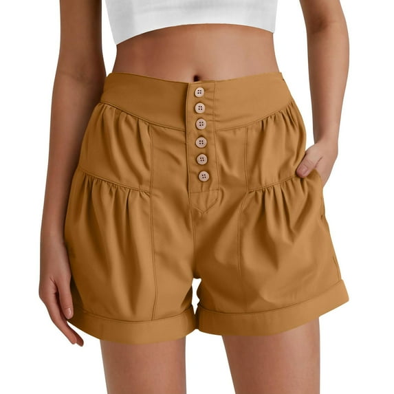 ClodeEU Women's Loose Fit Denim Shorts with Ruffle Pocket ,Solid Color ...
