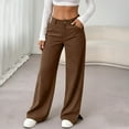 thumbnail image 1 of ClodeEU Women's Low Waist Wide Leg Corduroy Pant With Split Leg, Casual Fashions Pant With Pockets Coffee,Womens Plus M, 1 of 8