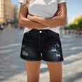thumbnail image 1 of ClodeEU Women's Mid High Rise Ripped Denim Shorts,Stretchy Distressed Jean Shorts with Pockets Black,Womens Plus XXL, 1 of 8