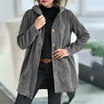 thumbnail image 1 of ClodeEU Women's Mid Length Corduroy Hoodeid ,Relaxed Fit Button Up Outcoat,Casual Jacket Outerwear with Pockets Gray,Womens Plus L, 1 of 8