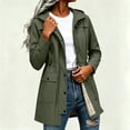 thumbnail image 1 of ClodeEU Women's Mid Length Full Zip Hooded Jacket,Casual Windproof Coat with Pockets Army Green,Women's Plus L, 1 of 8