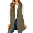 thumbnail image 1 of ClodeEU Women's Mid Long Fleece Vest With Hooded, Fall Winter Warm Plush Sleeveless Cardigan Army Green,Womens Plus XXL, 1 of 9