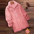 thumbnail image 1 of ClodeEU Women's Mid Long Thick Fleece Lapel Winter Coat,Zip Up Oversized Fit Warm Jacket Pink,Womens Plus S, 1 of 7
