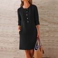 thumbnail image 1 of ClodeEU Women's Mini Dresses, 2025 Button Shirt Dress, Long Sleeve Round Neck Dressy with Pockets Black,Womens Plus XL, 1 of 5