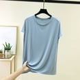 thumbnail image 1 of ClodeEU Women's Modal Crewneck Sleeveless Pullover T Shirt ,Solid Color Casual Layering Tee for Home Light Blue,Womens Plus XXL, 1 of 6