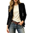 thumbnail image 1 of ClodeEU Women's Notched Lapel Open Front Corduroy Blazer with Pockets,Casual Loose Vintage Suit Jacket Black,Women's Plus L, 1 of 8