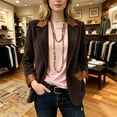 thumbnail image 1 of ClodeEU Women's Notched Lapel Open Front Corduroy Blazer with Pockets,Casual Loose Vintage Suit Jacket Coffee,Women's Plus L, 1 of 8