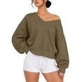 thumbnail image 1 of ClodeEU Women's Off Shoulder Long Sleeve Sweatshirt,Casual Loose Solid Slant Shoulder Pullover Tops ,Women's Plus XL, 1 of 7
