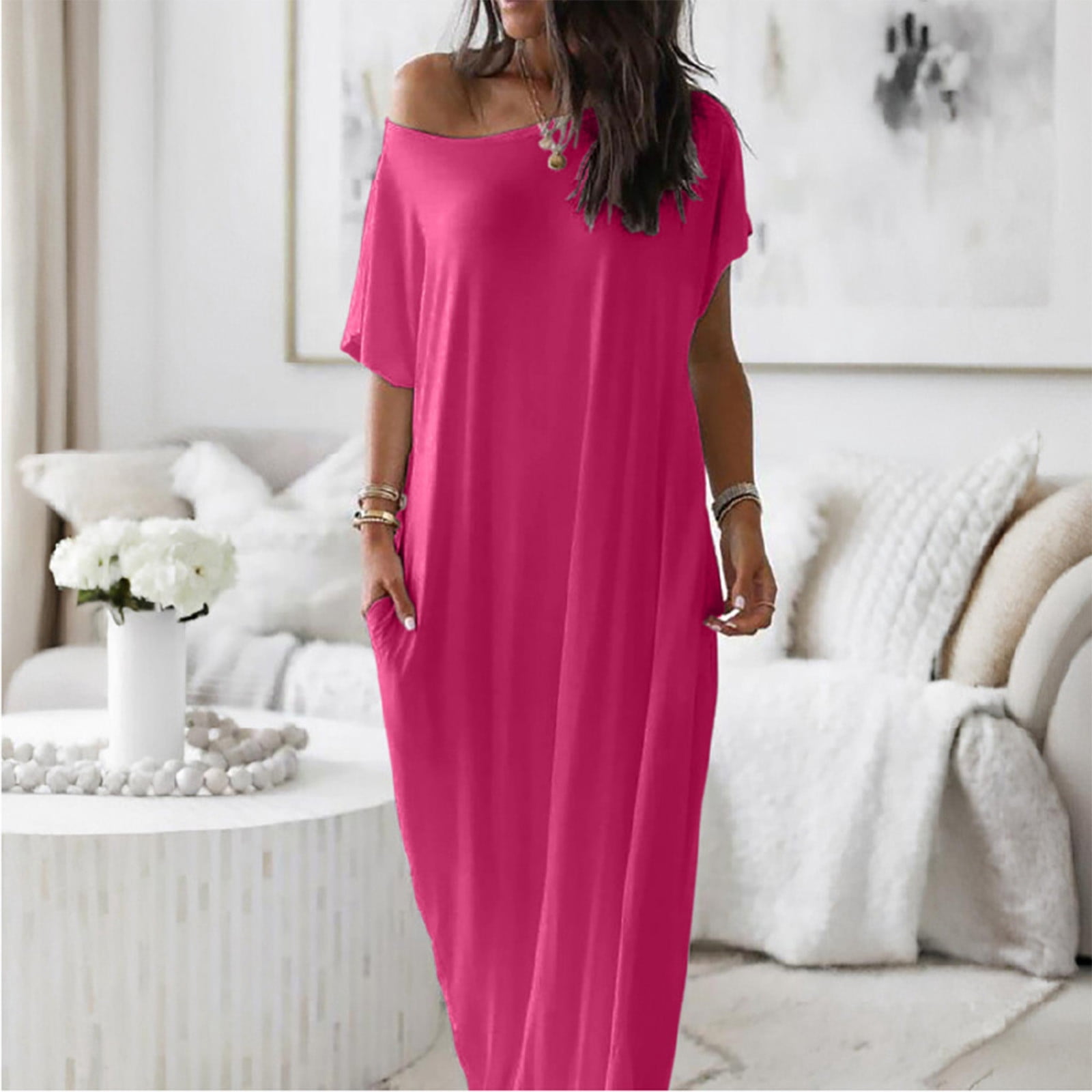 hot pink loose dress Sade Slip Dress