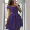 thumbnail image 1 of ClodeEU Women's Off The Shoulder Short Sleeve A Line Mini Dress,Elegant Cocktail Party Prom Dress Purple,Women's Plus L, 1 of 6