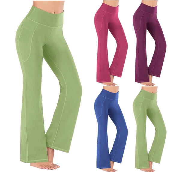ClodeEU Women's Office Yoga Pants ,High Waisted Slim Work Trousers with Pockets Purple,Womens Plus XXXL