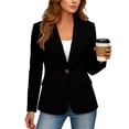 thumbnail image 1 of ClodeEU Women's Open Front Lapel Long Sleeve Blazer Jacket,Casual Solid Color Slim Fit Coat for Office Black,Women's Plus L, 1 of 7