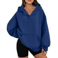 thumbnail image 1 of ClodeEU Women's Oversized Hoodies，Long Sleeve with Pocket， V Neck Pullover Fleece Sweatshirt Blue,Womens Plus XL, 1 of 8
