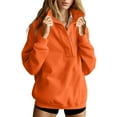 thumbnail image 1 of ClodeEU Women's Oversized Sweatshirts ,Button Up Stand Neck Pullover Tops, Loose Fit Fashion Outfits Clothes Orange,Womens Plus M, 1 of 7