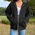thumbnail image 1 of ClodeEU Women's Oversized Zip Up Hoodie ，Sweatshirt with Pocket， Long Sleeve Drawstring Sweatshirts Black,Womens Plus M, 1 of 6