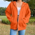 thumbnail image 1 of ClodeEU Women's Oversized Zip Up Hoodie ，Sweatshirt with Pocket， Long Sleeve Drawstring Sweatshirts Orange,Womens Plus XL, 1 of 6