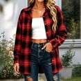 thumbnail image 1 of ClodeEU Women's Plaid Button Down Long Sleeve Shirt Jacket,Casual Loose Shirt Red,Women's Plus XL, 1 of 7