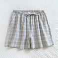 thumbnail image 1 of ClodeEU Women's Plaid Cotton Beach Shorts ,Casual Lounge Shorts for Summer Blue,Womens Plus L, 1 of 4
