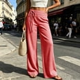 thumbnail image 1 of ClodeEU Women's Plaid High Waist Wide Leg Pants ,Casual Loose Trousers with Pockets Red,Women's Plus XXL, 1 of 5