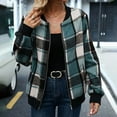 thumbnail image 1 of ClodeEU Women's Plaid Jacket With Pockets,Long Sleeve Zip Up Coat,Casual Fashions Fall Outwear Army Green,Womens Plus L, 1 of 5