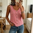 thumbnail image 1 of ClodeEU Women's Plaid Scoop Neck Button Down Sleeveless Tank Top,Casual Blouse for Summer Red,Women's Plus XL, 1 of 8