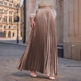 thumbnail image 1 of ClodeEU Women's Pleated Elastic Waist Ankle Length Skirt,Solid Color Casual Flowy Maxi Skirt Khaki,Womens Plus XL, 1 of 8