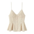 thumbnail image 1 of ClodeEU Women's Pleated Spaghetti Strap Tank Top, Casual Solid Color Sleeveless Blouse for Summer Yellow,Womens Plus M, 1 of 3